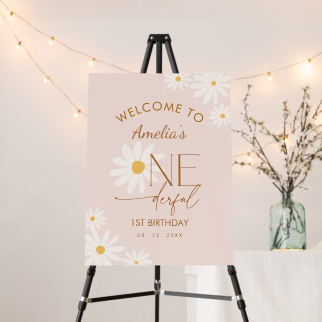 ONEderful Daisy 1st Birthday Welcome Foam Board (In Situ (Stand))