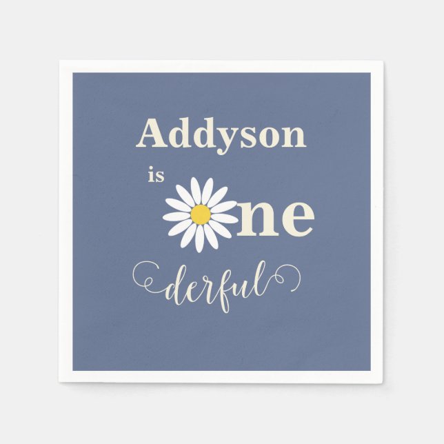 Onederful Daisy First Birthday Napkins (Front)