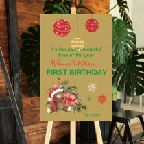 Onederful First Birthday Christmas welcome sign