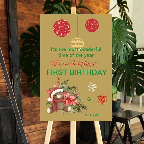 Onederful First Birthday Christmas welcome sign 