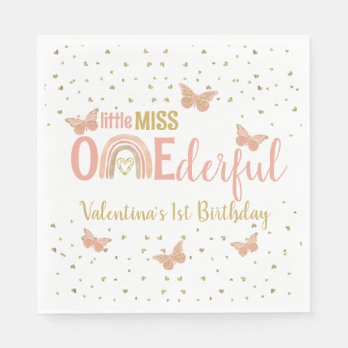 ONEderful First Birthday Faux Glitter Butterflies Napkins