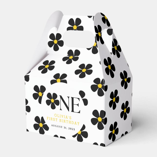  Onederful Floral 1st Birthday Party Favor Boxes (Front Side)