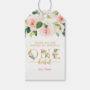 Onederful Girl 1st Birthday Thank You Gift Tags