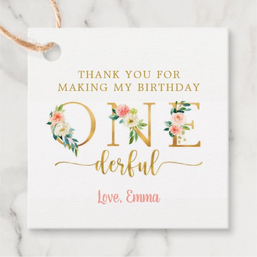 Onederful Girl First Birthday Thank You Favor Tags