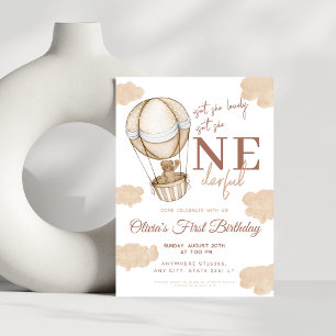 Onederful Hot Air Balloon 1st Birthday Invitation