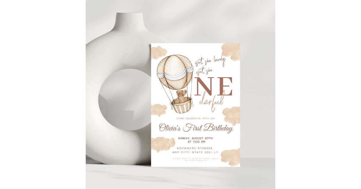 Onederful Hot Air Balloon 1st Birthday Invitation | Zazzle