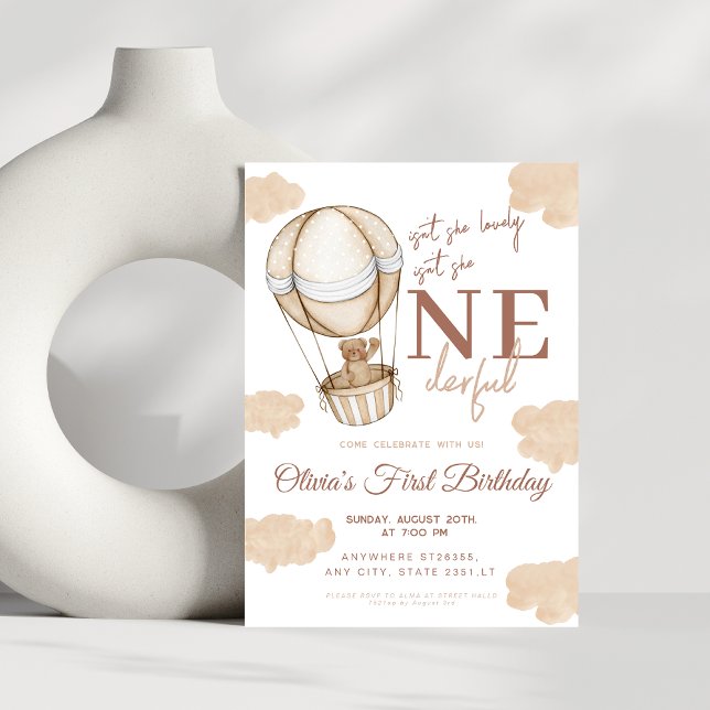 Onederful Hot Air Balloon 1st Birthday Invitation (Creator Uploaded)