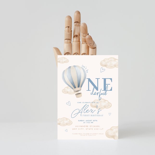 Onederful Hot Air Balloon 1st Birthday Invitation (Creator Uploaded)