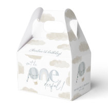 Onederful Hot Air Balloon Blue 1st Birthday Favor Boxes