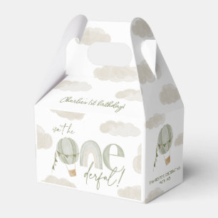 Onederful Hot Air Balloon Sage Green 1st Birthday Favor Boxes