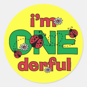 ONEderful Ladybug 1st Birthday Classic Round Sticker