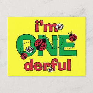 ONEderful Ladybug 1st Birthday Postcard