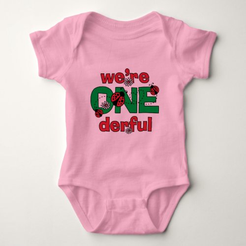 ONEderful Ladybug Twins 1st Birthday Baby Bodysuit