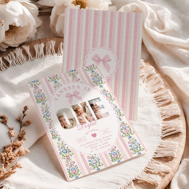 Onederful Love Shack 1st Birthday Photo collage Invitation (Creator Uploaded)