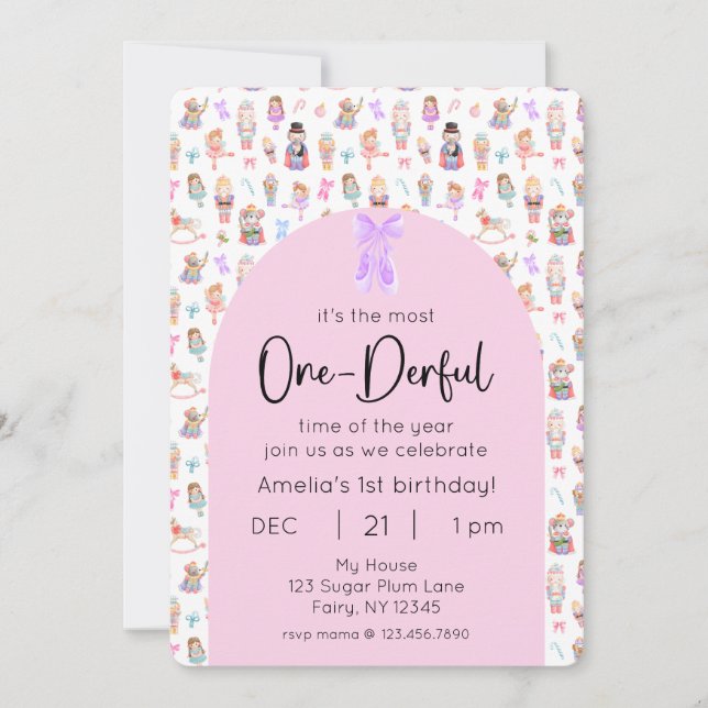 OneDerful Nutcracker 1st Birthday Photo Invitation (Front)