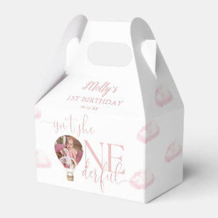Onederful Photo Balloon Girl 1st Birthday Favor Boxes