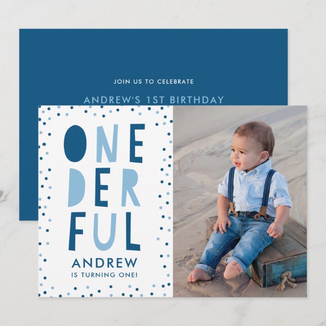 Onederful | Photo First Birthday Party Invitation (Front/Back)