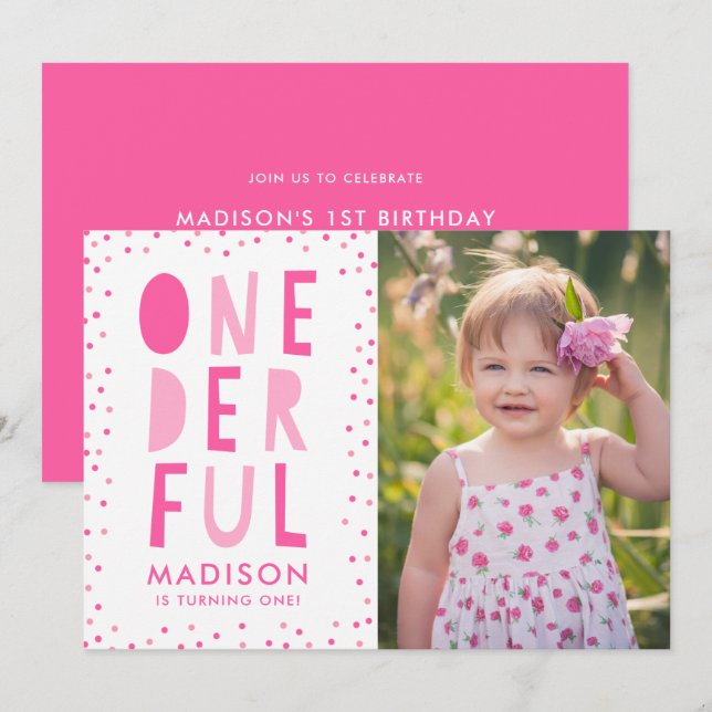 Onederful | Photo First Birthday Party Invitation (Front/Back)