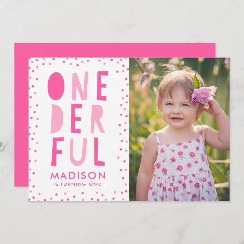 Onederful  Photo First Birthday Party Invitation