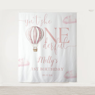 Onederful Pink Balloon 1st Birthday Photo Backdrop