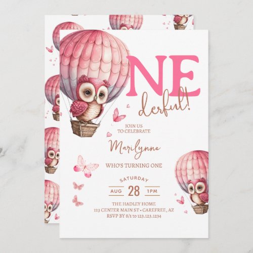 Onederful Pink Boho 1st Birthday Invitation