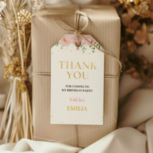 Onederful Pink Floral Birthday Theme Thank You Tag