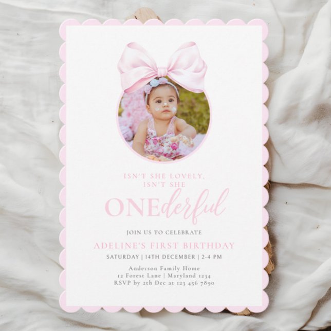 Onederful Pink Girl 1st Birthday Invitations (Creator Uploaded)