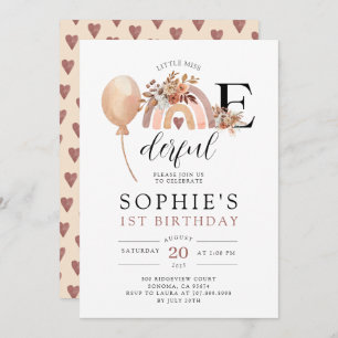 ONEderful Rainbow Girl's Birthday Invitation