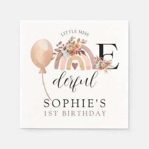 ONEderful Rainbow Girl's Birthday Invitation Napkins