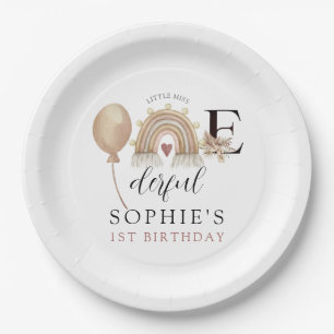 ONEderful Rainbow Girl's Birthday Paper Plates