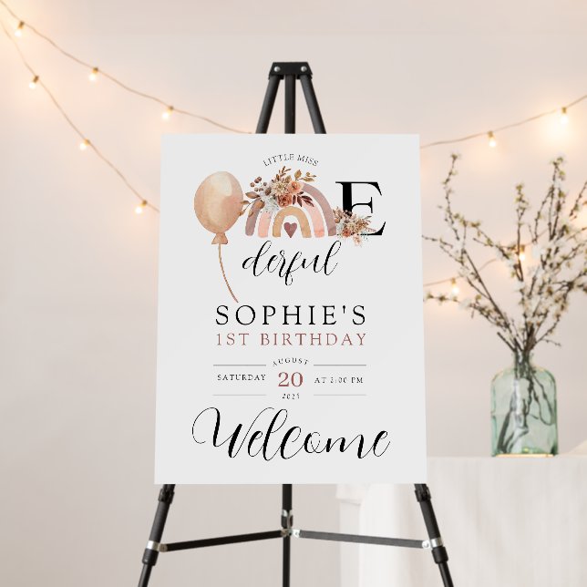 ONEderful Rainbow Girl's Birthday Welcome Foam Board (In Situ (Stand))