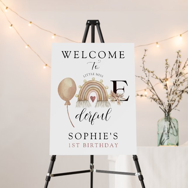 ONEderful Rainbow Girl's Birthday Welcome Foam Board (In Situ (Stand))