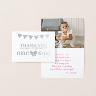 Onederful Real Foil First Birthday Thank You Card
