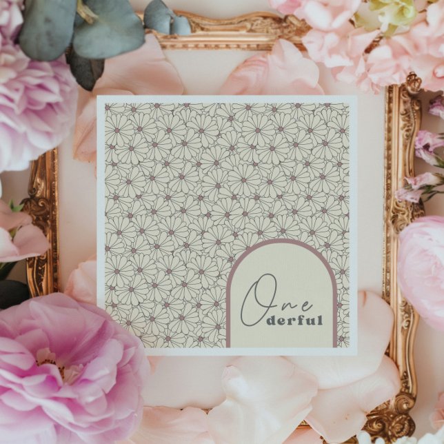 Onederful Retro Daisy Girls 1st Birthday Party Napkins (Creator Uploaded)