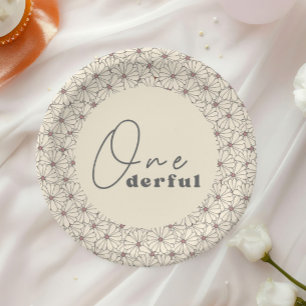 Onederful Retro Daisy Girls 1st Birthday Party Paper Plates