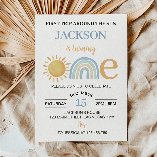 Onederful Sunshine Rainbow 1st Birthday Invitation (Creator Uploaded)