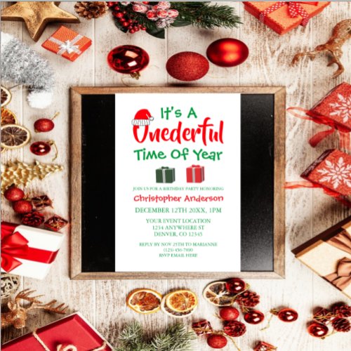 Onederful Time Of Year Christmas 1st Birthday Invitation