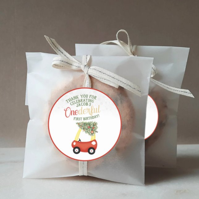 ONEderful Time of Year Red cozy coupe car  Classic Round Sticker (Creator Uploaded)