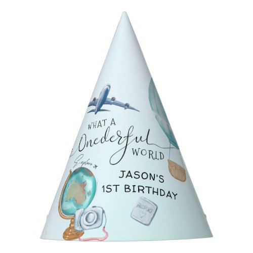 ONEderful World Boys First Birthday Party Hat