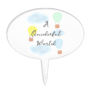 Onederful World Hot Air Balloon 1st Birthday Cake Topper