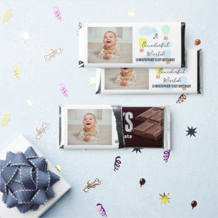 Onederful World Hot Air Balloon 1st Birthday Hershey Bar Favors