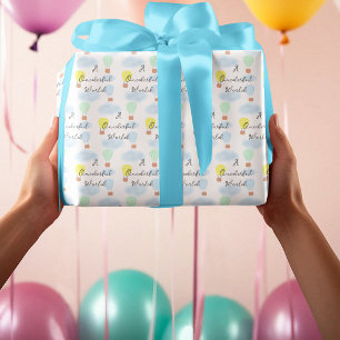 Onederful World Hot Air Balloon 1st Birthday Wrapping Paper