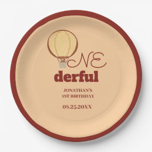 Onederful YAK Hot Air Balloon 1st Birthday Paper Plates