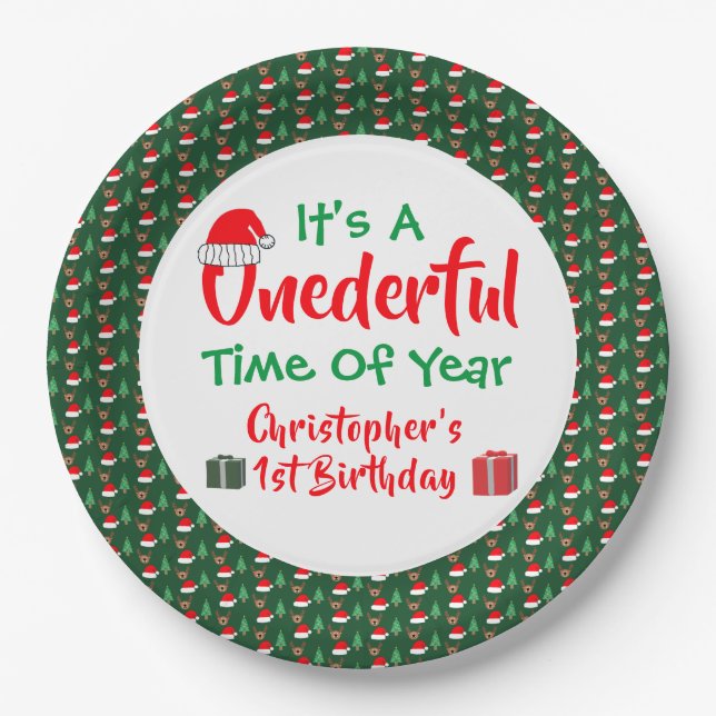 Onederful Year 1st Birthday Paper Plates (Front)