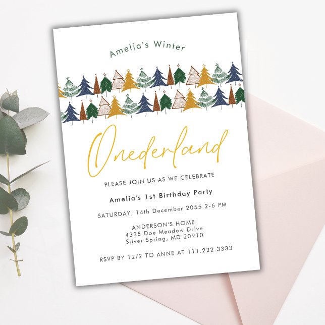 Onederland Christmas Tree 1st Birthday  Invitation (Creator Uploaded)