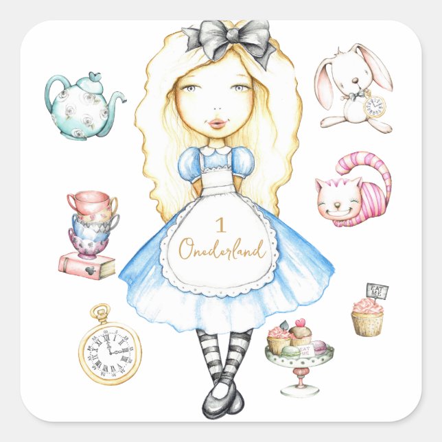Onederland First Birthday Party Stickers (Front)