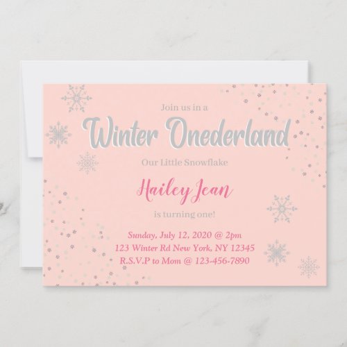 Onederland Girls First Birthday Invitation