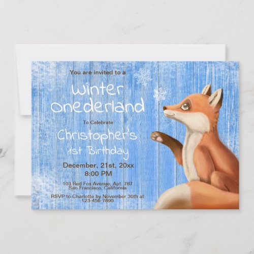 Onederland Little Fox Rustic 1st Birthday Invitation