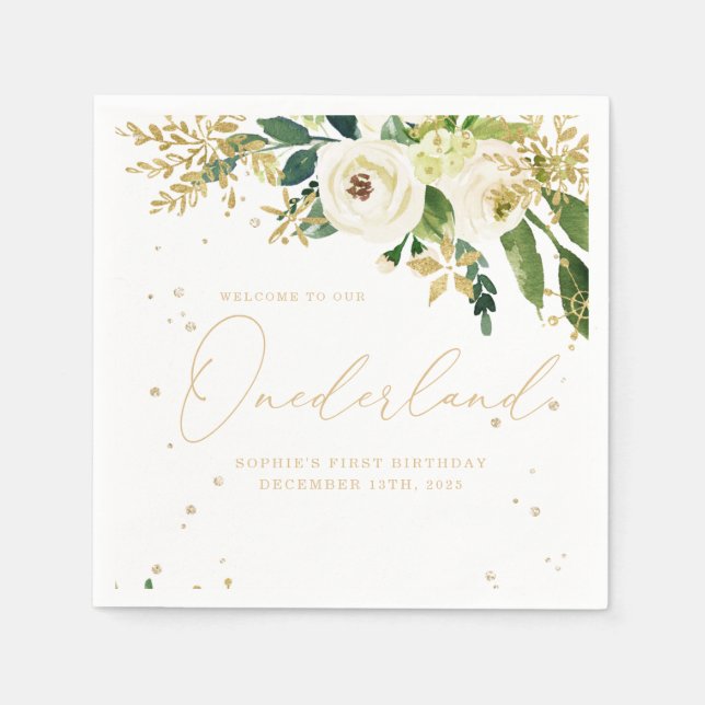 Onederland One First Birthday Napkins (Front)