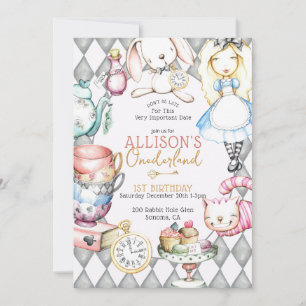 Onederland Tea First Birthday Tea Party Invitation
